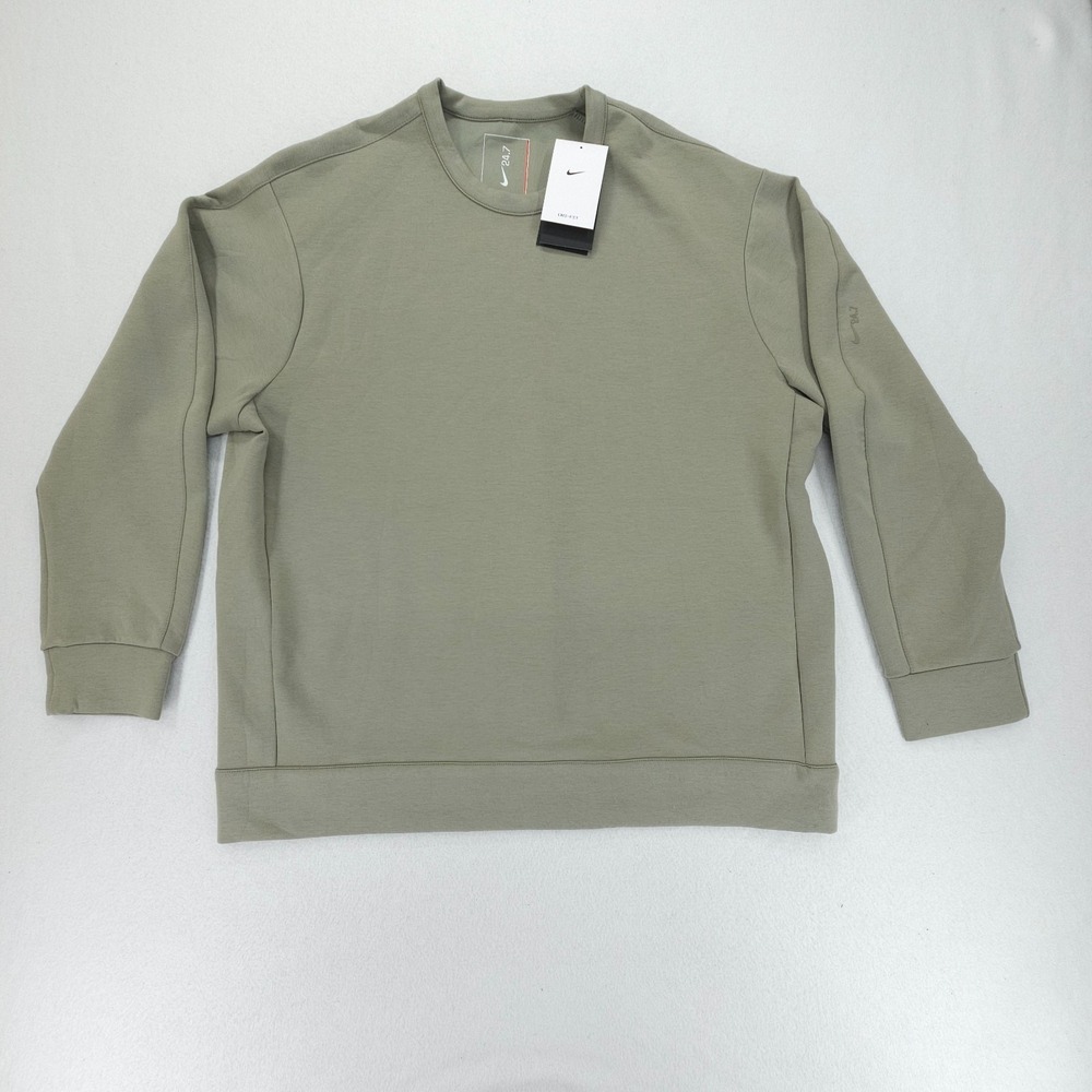 Nike Crewneck Sweatshirt Mens L Light Army/Green 24.7 ImpossiblySoft Dri-Fit NWT